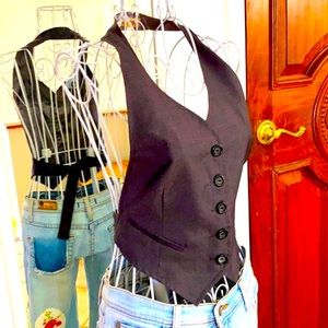 Vintage Tuxedo Halter Top in Gray by Pico 1988 NWT